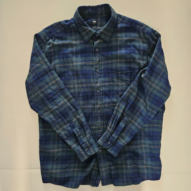 Uniqlo 유니클로 플란넬 체크셔츠 네이비/그린 XL