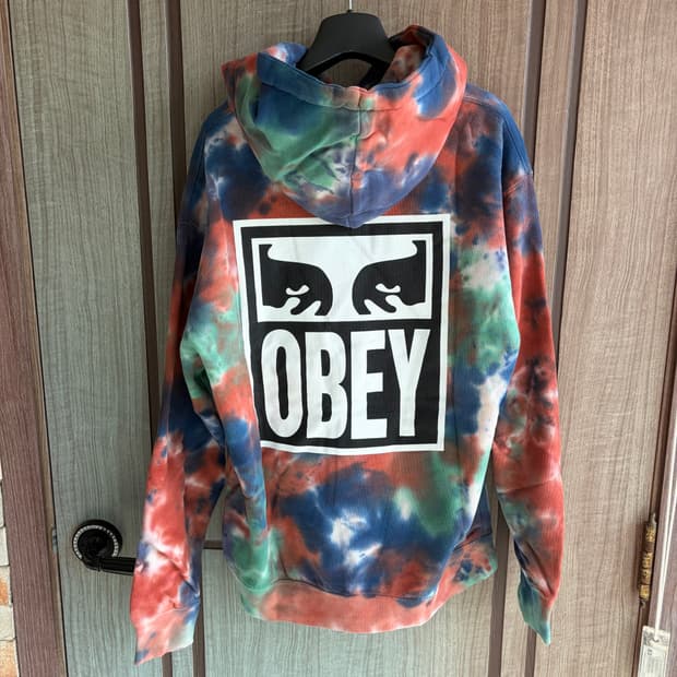 새상품(S,M)오베이 아이즈 아이콘 로고 후드티 타이다이