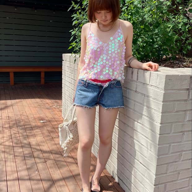 Denim short pants