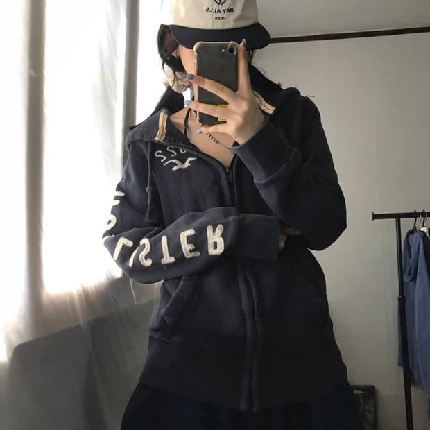 홀리스터 네이비 사이드로고 후드집업