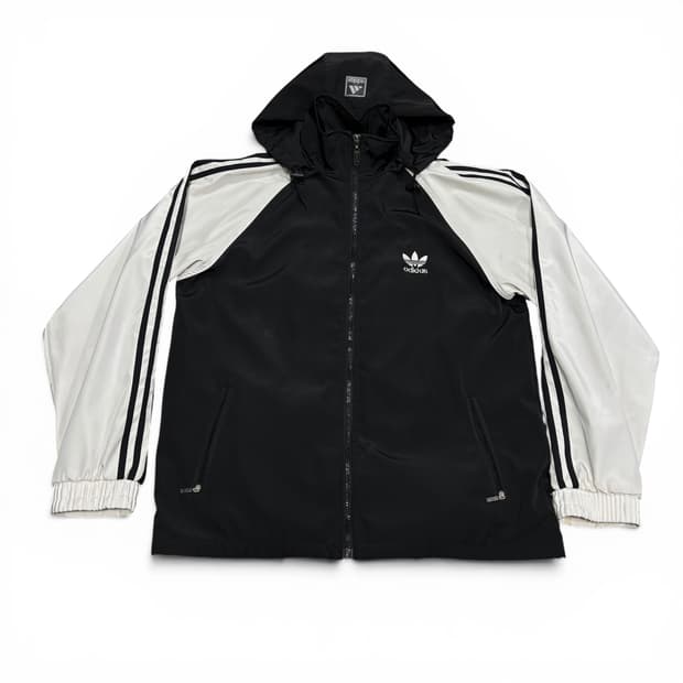 L 아디다스 흰검 삼선 바람막이 자켓
