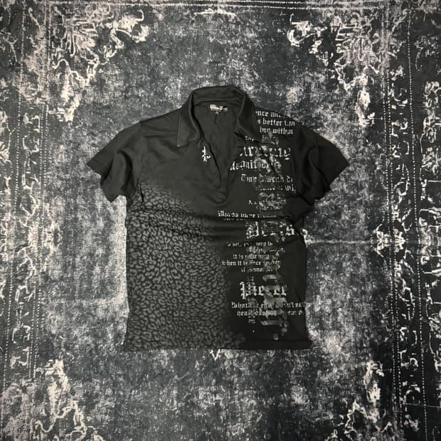 Printed Detail Black T-shirt