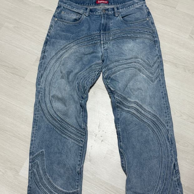 슈프림 로고 청바지