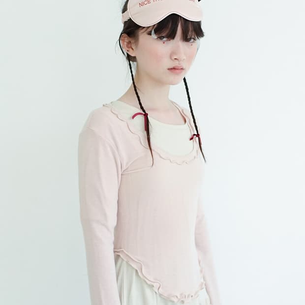 (새상품) 샵페어리 러플 라운드 탑