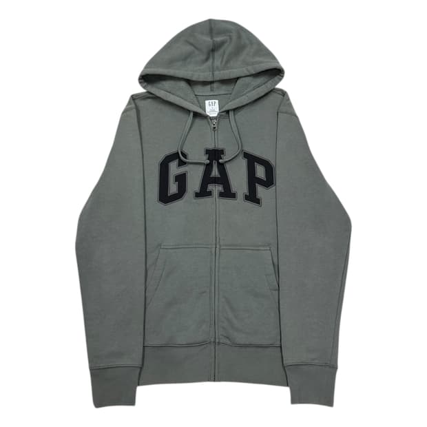 GAP 갭 스펠로고 카키 그린 기모 후드집업 M