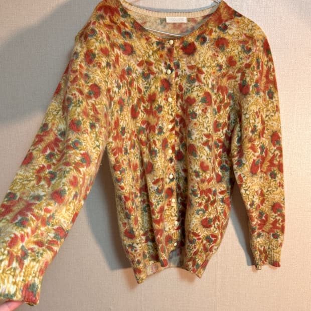 빈티지 앙고라 플라워 가디건