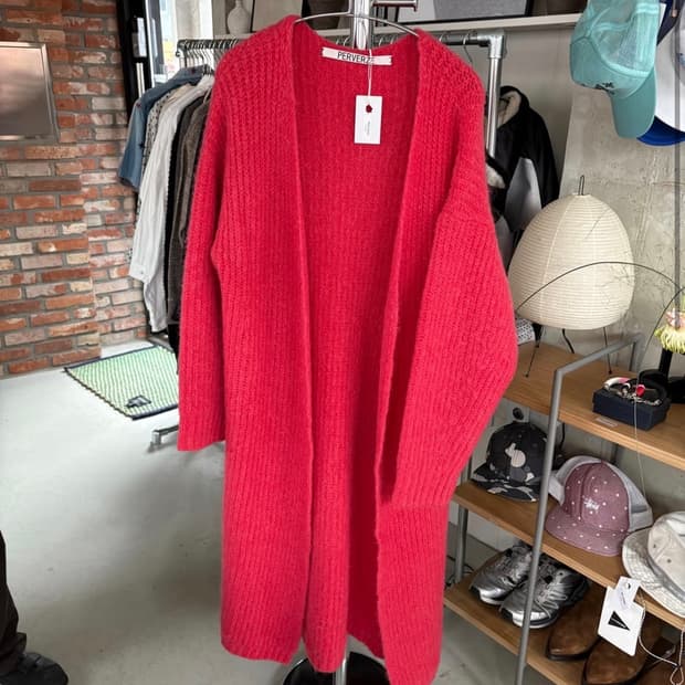 퍼버즈 알파카 롱 가디건