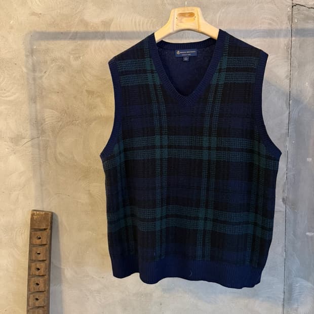 브룩스브라더스 블랙와치 니트 베스트 남성105