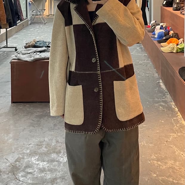 일본 빈티지 디테일 부클레 블레이저 재킷 H881