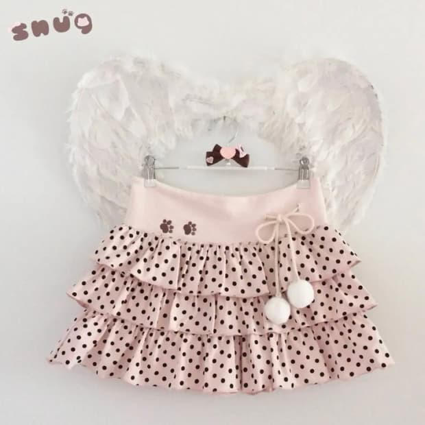 스너그 snug 스윗 엔젤 핑크 도트 캉캉스커트 딸기초코 브라운 서냥님