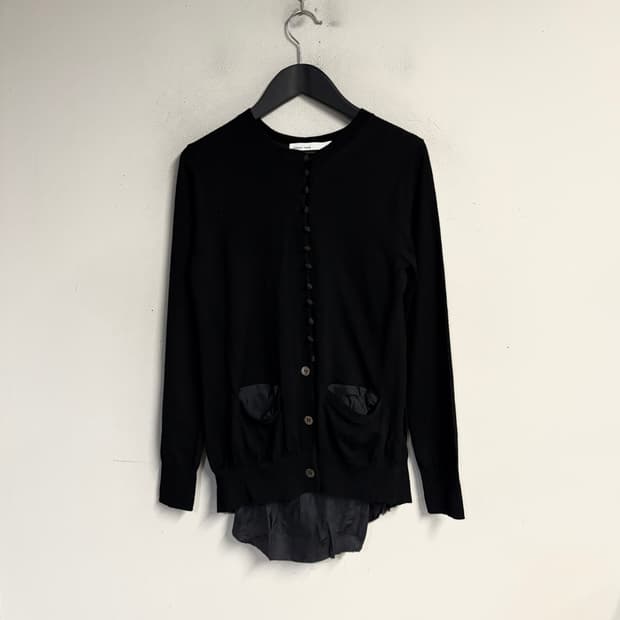 SACAI LUCK back pleats cardigan black 2 