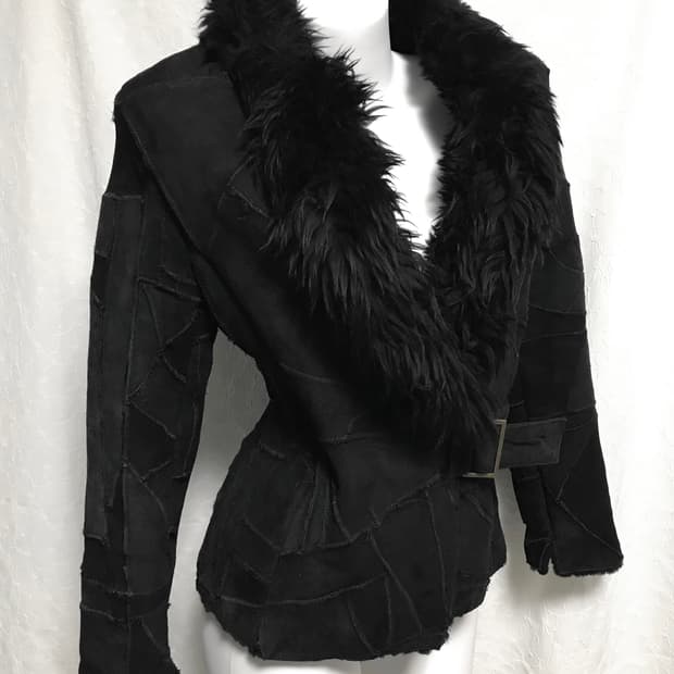 빈티지 쉽스킨 양가죽 패치워크 레더 퍼자켓