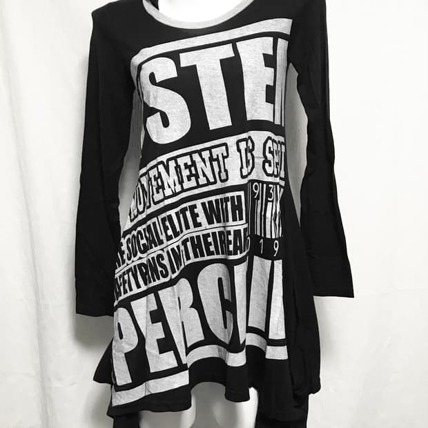 빈티지 갸루 펑크 레터링 언발 포켓 후드 롱슬리브 탑