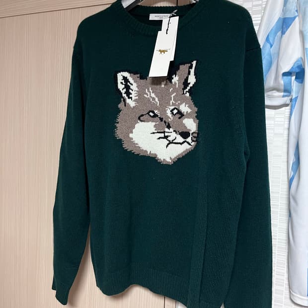 [XL] 메종키츠네 빅폭스 헤드 니트 다크그린