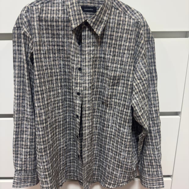 커스텀멜로우 블랙 오버사이즈 체크셔츠