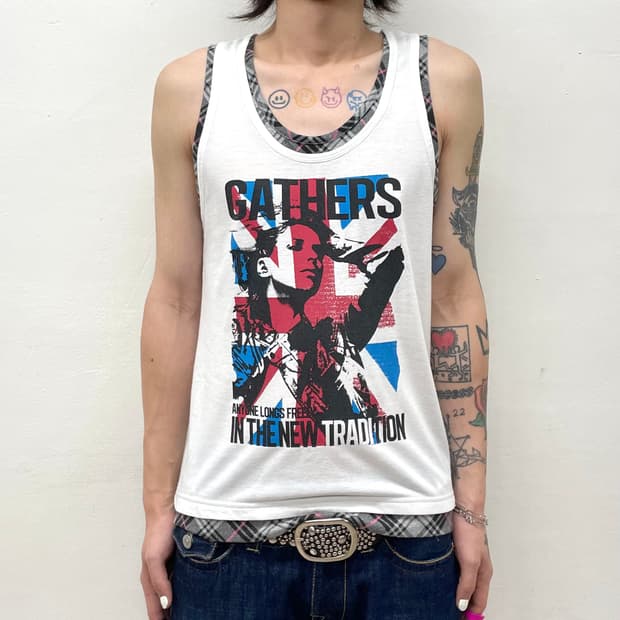 Girl American flag check sleeveless