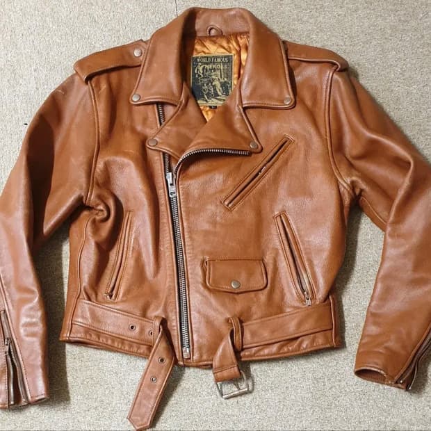 90s Custom Heavyweight Leather Jacket(L)