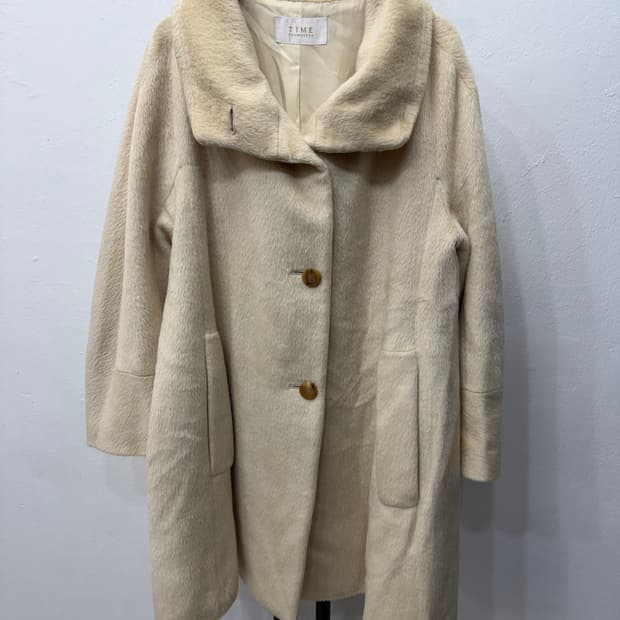 정품) 타임 루즈핏 양모 코트 아이보리 82