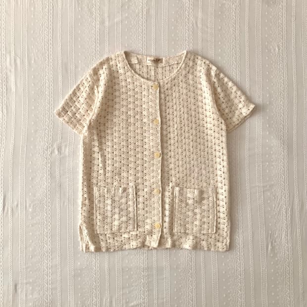 모리 크로쉐 반팔 가디건