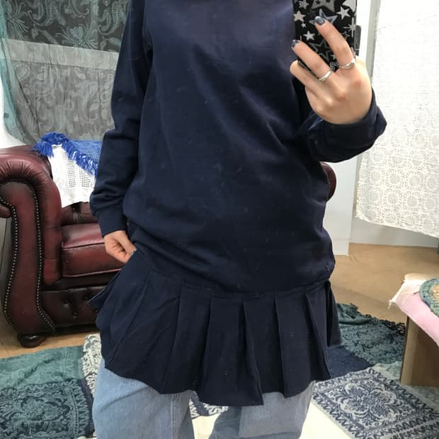 라코스테 네이비 프릴 원피스 