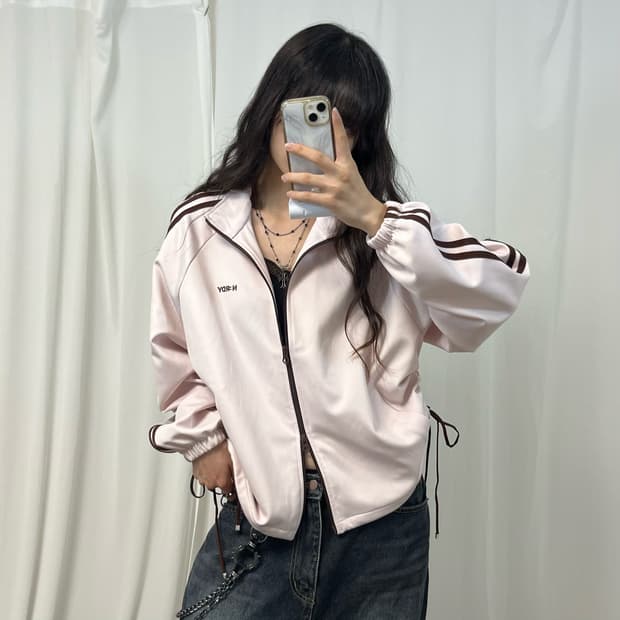 Nerdy pink ribbon track top jersey 