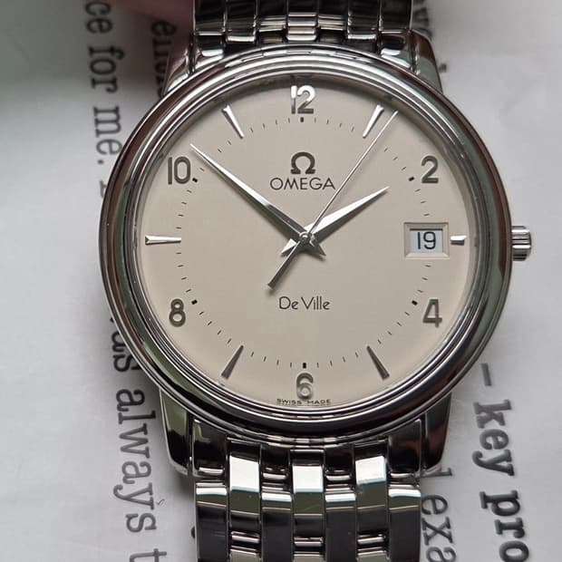 오메가 드빌 프레스티지 아라빅 아이보리 다이얼 쿼츠 브레이슬릿 ver.