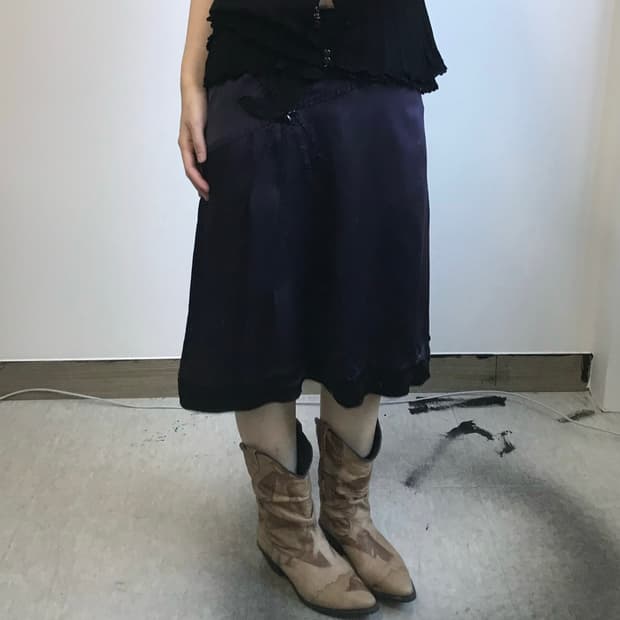 알베르타 페레티 실크 코사지 스커트