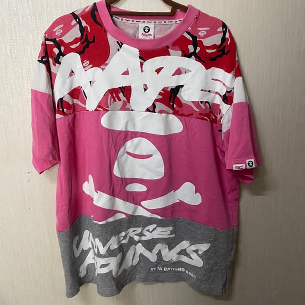 Aape 핑크 카모 반팔 티셔츠 XL