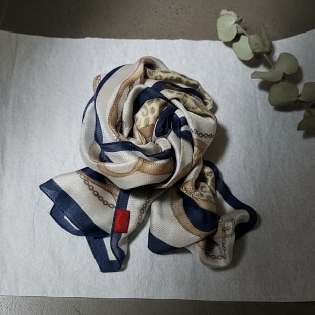 ELLE 엘르 실크 100% 체인 레오파드 스카프