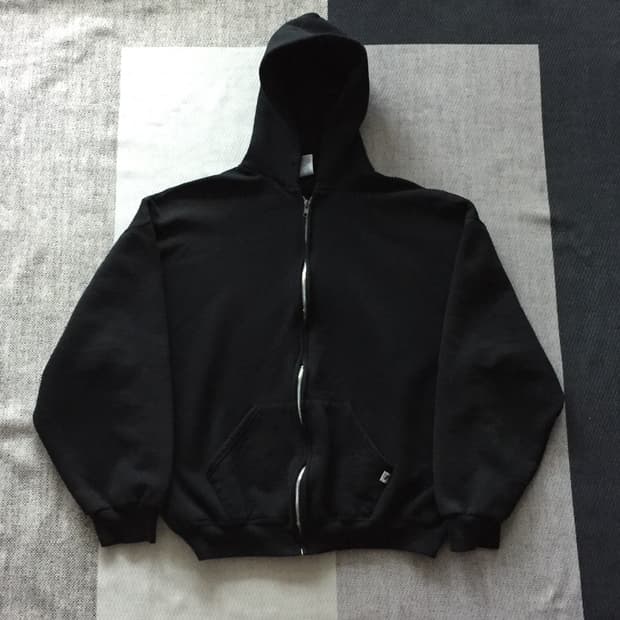 빈티지 러셀 후드집업 블랙