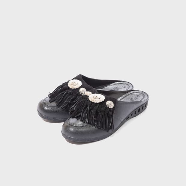 Bench 벤치 벤산 스웨이드 프린지 콘초 뮬 블랙