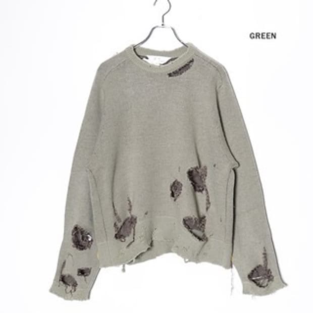 (2) 안셀름 24aw 데미지니트 그린