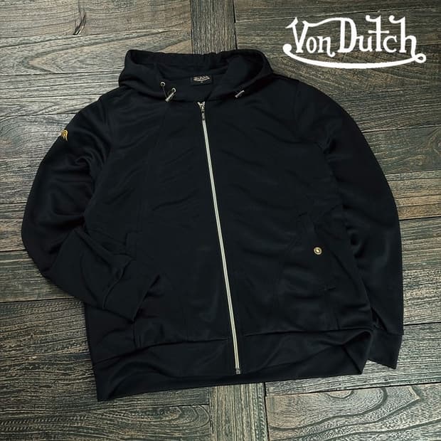 [본더치] Y2K 빈티지 비즈 로고 후드 집업 블랙 M19674