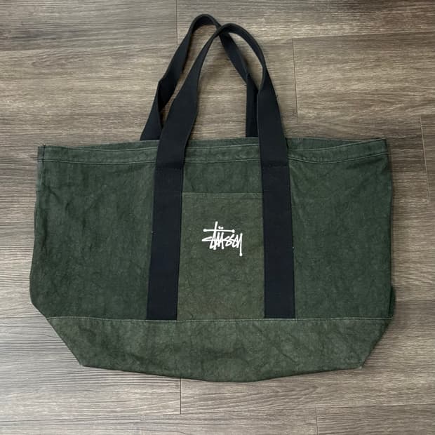 스투시 캔버스 엑스트라 라지 토트백 워시드 블랙