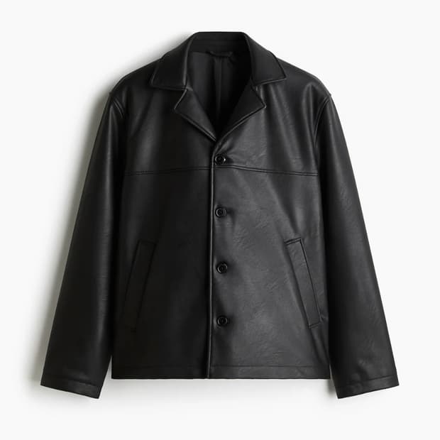 h&m 에이치앤엠 가죽 레더 자켓 코티드자켓 L