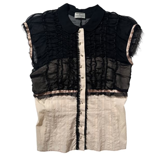 알베르타 페레티 시스루 슬리브리스 블라우스