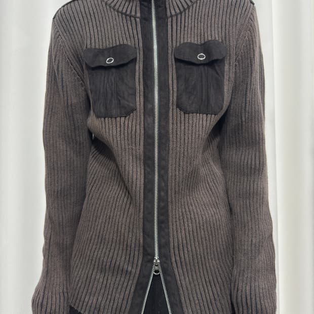 pocket knit twoway zipup