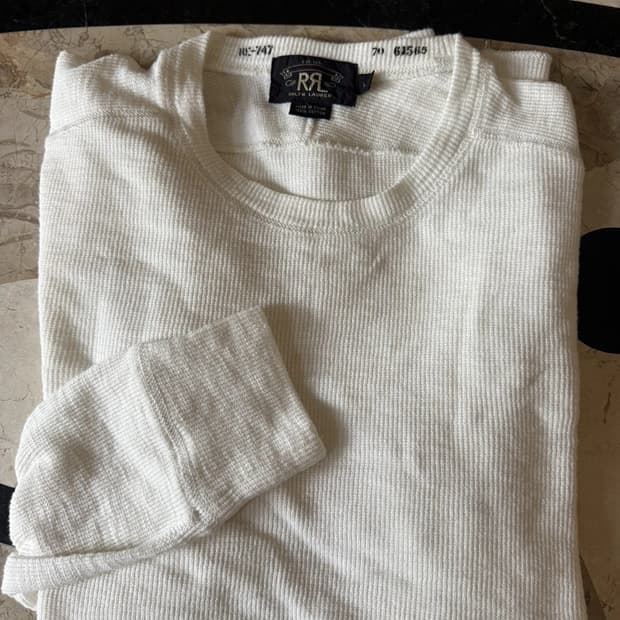 더블알엘 텍스쳐드 크루넥 페이퍼 화이트