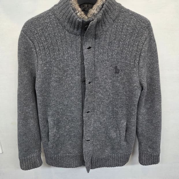 헤지스 탈착 토끼 퍼 울 방풍 니트 집업 가디건 m L