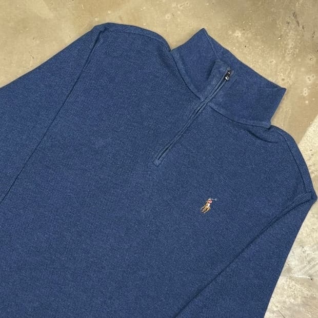 M 폴로랄프로렌 코튼 네이비 하프 집업 스웨터