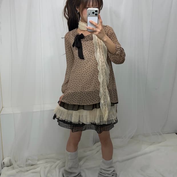 𖤐초코 도트 러블리걸set𖤐 