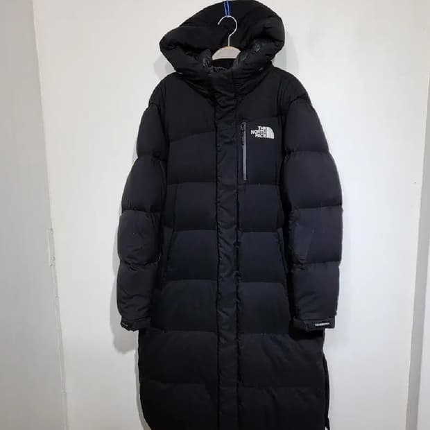 (XL) 노스페이스 롱패딩 점퍼 블랙 오리털 다운코트 후드 