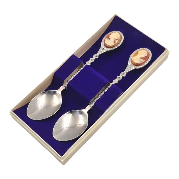 80s 엔틱 쉘 카메오 티스푼 2p 세트