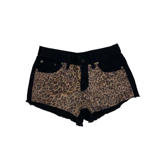 갸루 오네갸루 레오파드 포인트 블랙 숏팬츠