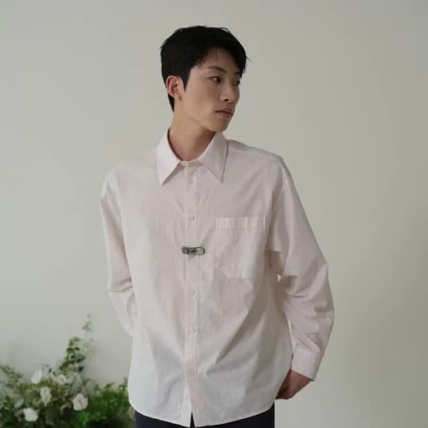 웨이비니스 오리가미 스트라이프 셔츠 핑크