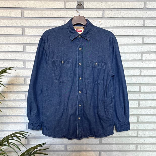 WRANGLER 랭글러 쉐르파 라이닝 데님 워크셔츠 투포켓 디테일 진청