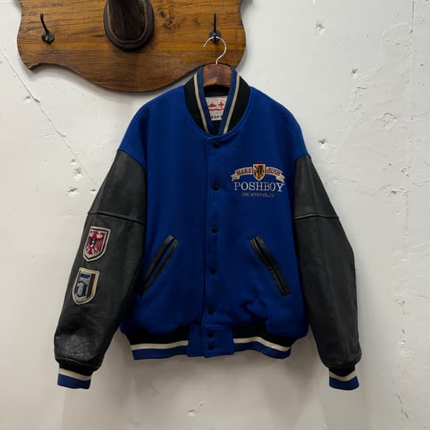 XL) POSHBOY 5th Leather Arm Varsity Jack
