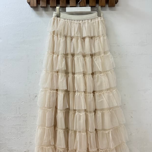 일본빈티지 캉캉 튤 티어드 밴딩 스커트