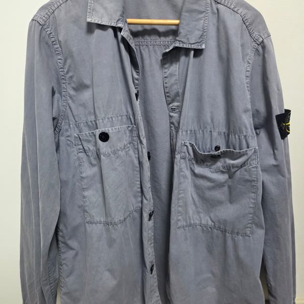 [L] 스톤아일랜드 110WN 올드이펙트 오버셔츠 파스텔 블루- 21SS