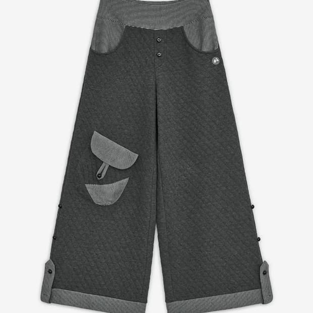 퀼팅 플랩 버튼 팬츠 그레이